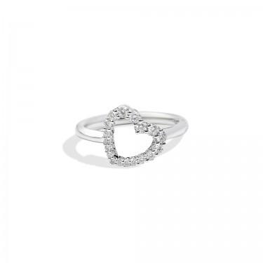 Heart-shaped ring in 18 kt white gold with brilliant-cut diamonds Recarlo