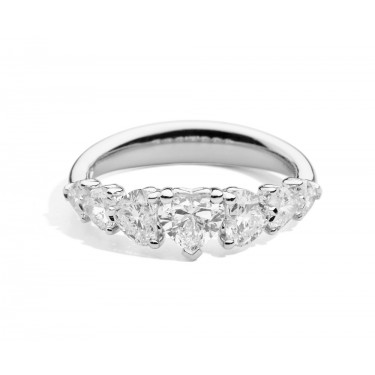 18 kt white gold ring with 5 staggered brilliant-cut diamonds Recarlo