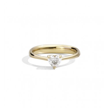 18 kt yellow gold ring with brilliant-cut heart-shaped diamond Anniversary Recarlo