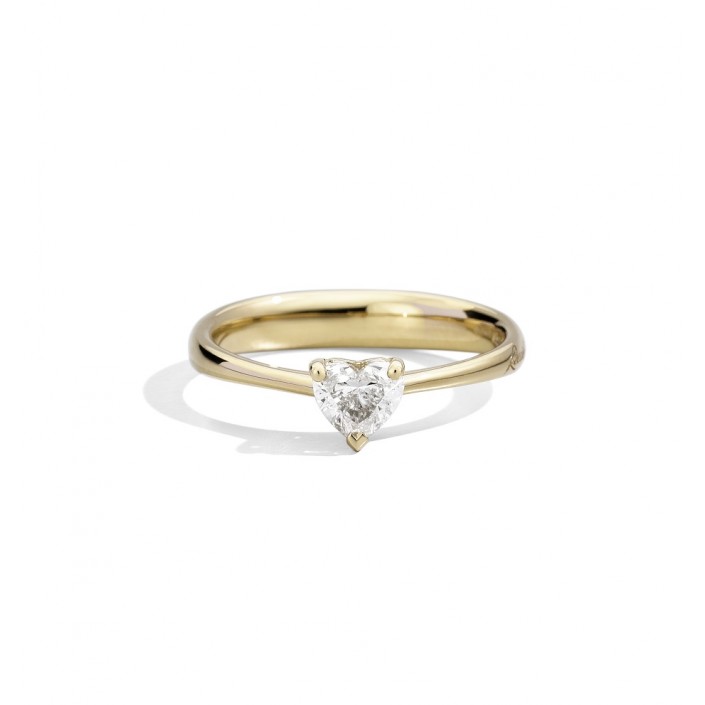 Anell d'or groc de 18 qt amb diamant en forma de cor talla brillant Anniversary Recarlo