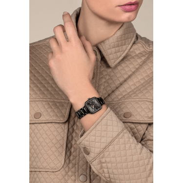 Rado True Square Quartz Black Ceramic Watch 29.2mm