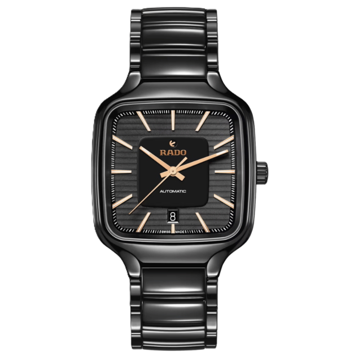 Rado True Square Automatic Black Ceramic Watch 38mm