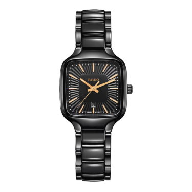 Rado True Square Quartz Black Ceramic Watch 29.2mm