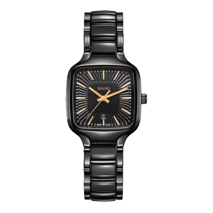 Rado True Square Quartz Black Ceramic Watch 29.2mm