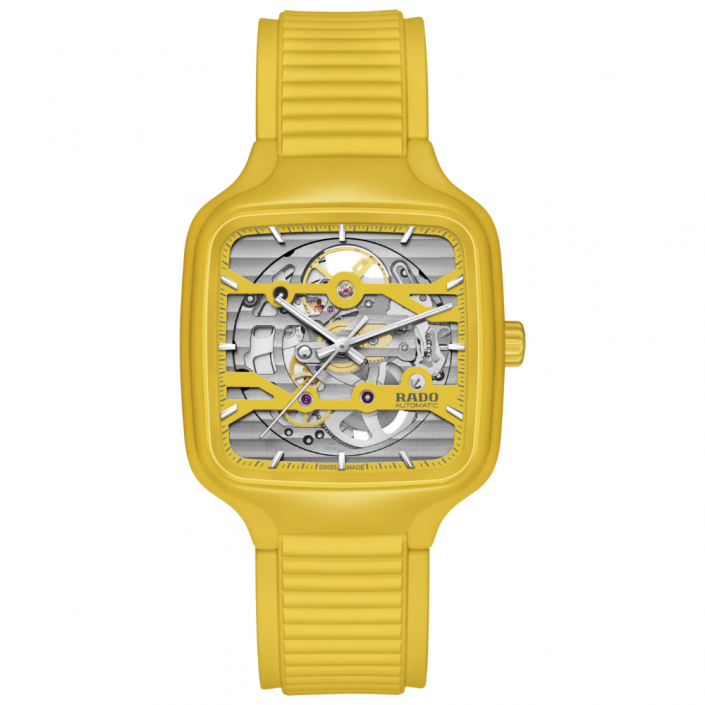 Reloj True Square Automatic Skeleton - Cerámica Amarilla 38mm Rado R27177255