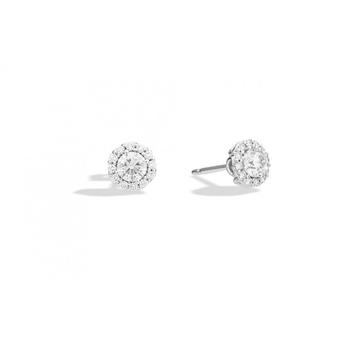 Boucles d'oreilles Halo diamant solitaire en or blanc 18 carats de Recarlo E01SC018
