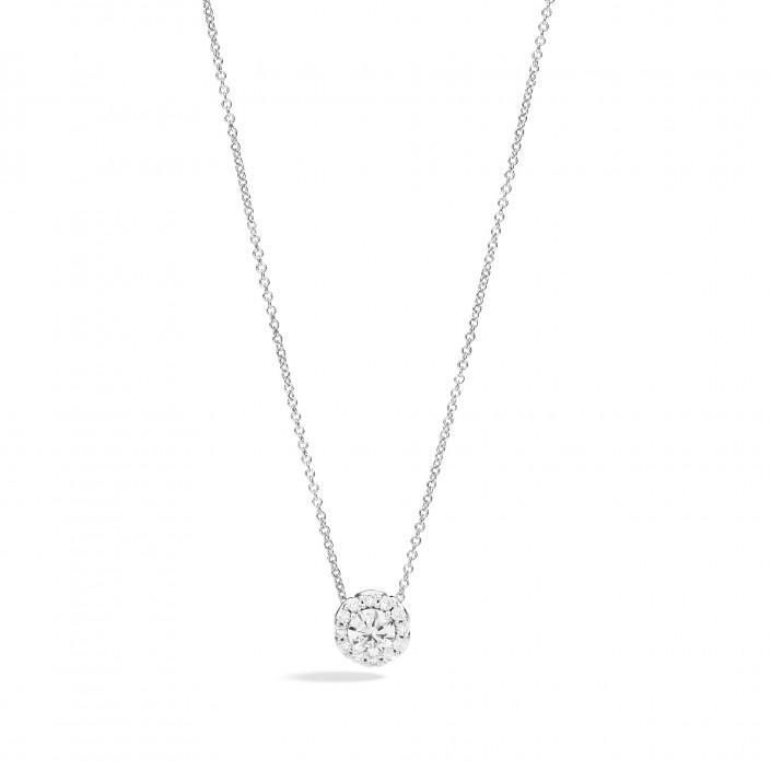 Recarlo Jewelry: 18k White Gold Halo Solitaire Necklace P01SC018