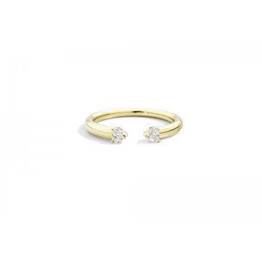 Open ring in yellow gold with two natural heart-shaped diamonds Anniversary More from Recarlo