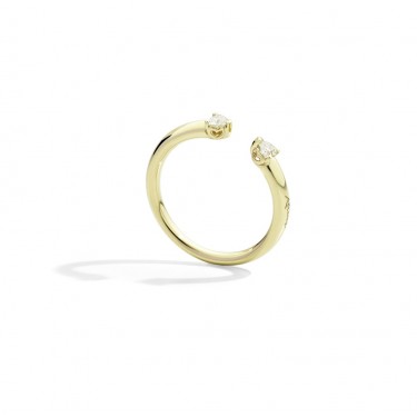 Open ring in yellow gold with two natural heart-shaped diamonds Anniversary More from Recarlo