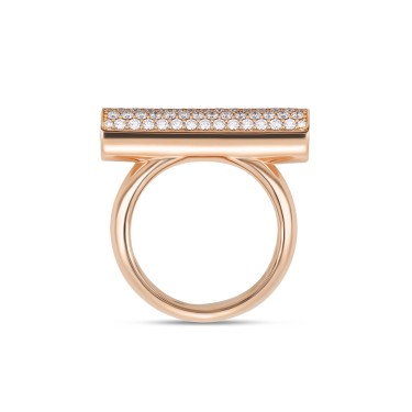 Anell Domino amb Diamants de Roberto Coin: Joia Contemporània en Or Rosa de 18kt