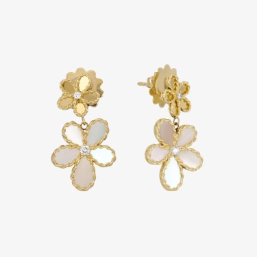 Pendientes Jasmine con dos flores, diamantes y nácar Roberto Coin