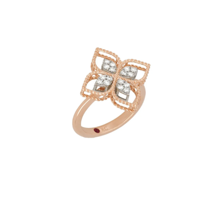Roberto Coin Princess Flower Ring 18kt Gold Diamonds