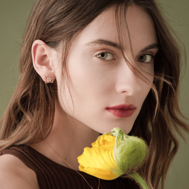 Roberto Coin Desert Flower Diamond Yellow Gold Earrings