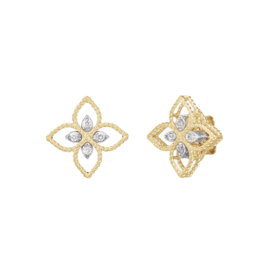 Roberto Coin Desert Flower Diamond Yellow Gold Earrings
