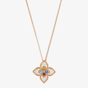 Princess Flower Necklace in Rose Gold with Diamonds by Roberto Coin