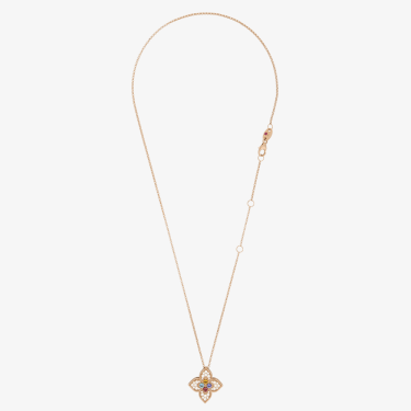 Princess Flower Necklace in Rose Gold with Diamonds by Roberto Coin