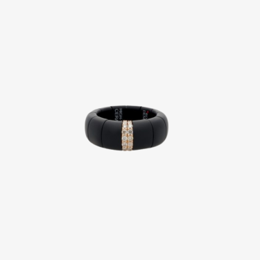 Elastic High-Tech ceramic ring with 18 KT brown gold & diamonds Pura Roberto Demeglio