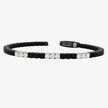 Elastic Hi-Tech ceramic bracelet with 18 KT white gold & diamonds Roberto Demeglio