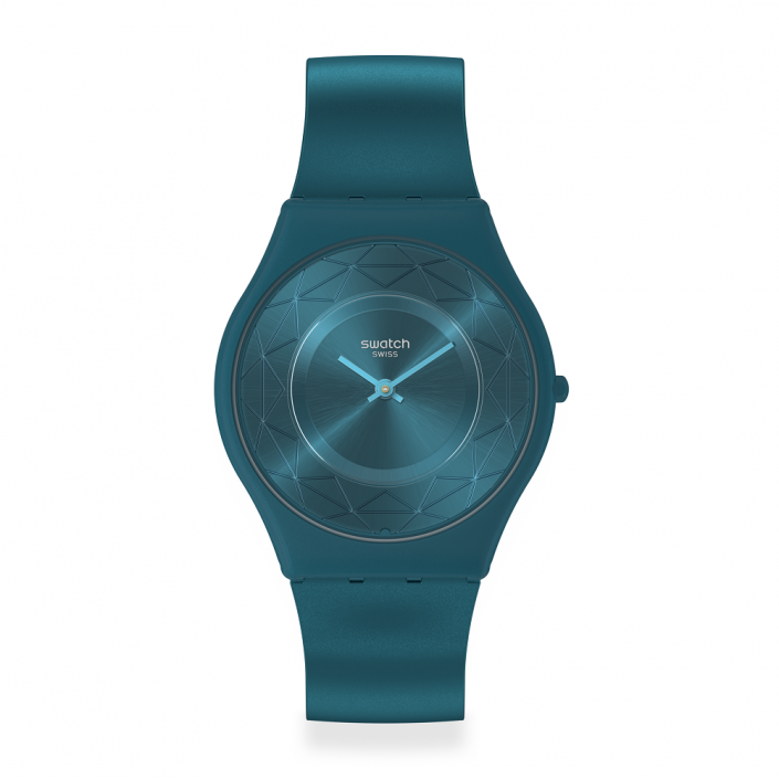Swatch Auric Whisper - Reloj Ultrafino Verde Azulado con Esfera Cepillada al Sol