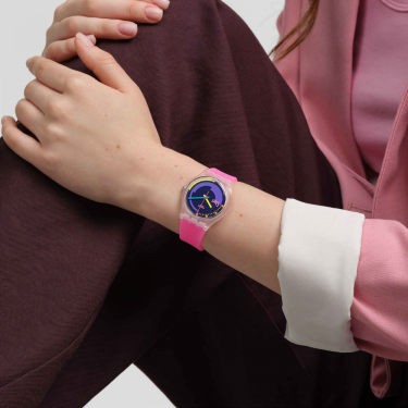 Swatch Watch Neon Pink Podium - 90s Retro Watch - SO28K111
