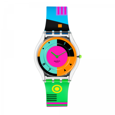 Swatch Neon Hot Racer - Montre rétro ultrafine de la collection Neon Swatch - SS08K119