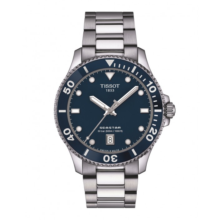 Steel watch blue dial 40 mm Seastar 1000 Tissot