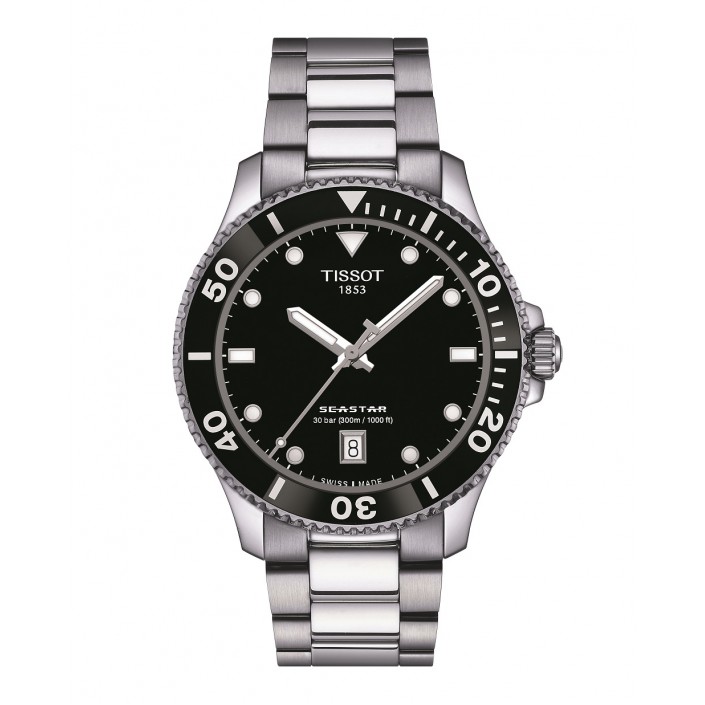 Steel watch black dial 40 mm Seastar 1000 Tissot