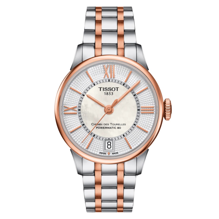 PINK GOLD PVD STEEL WATCH WHITE DIAL 32MM AUTOMATIC POWERMATIC