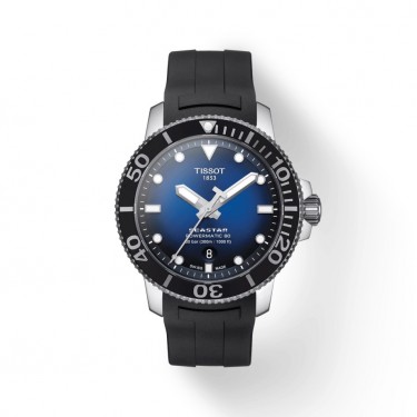 Steel watch with 43mm blue dial Powermatic 80 Seastar 1000 Tissot