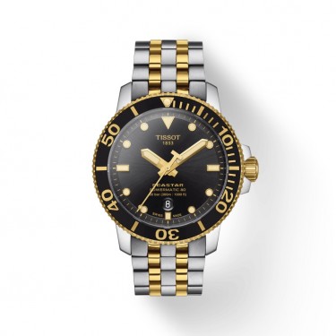 Steel PVD yellow gold watch Automatic Powermatic 80 Seastar 1000 Tissot
