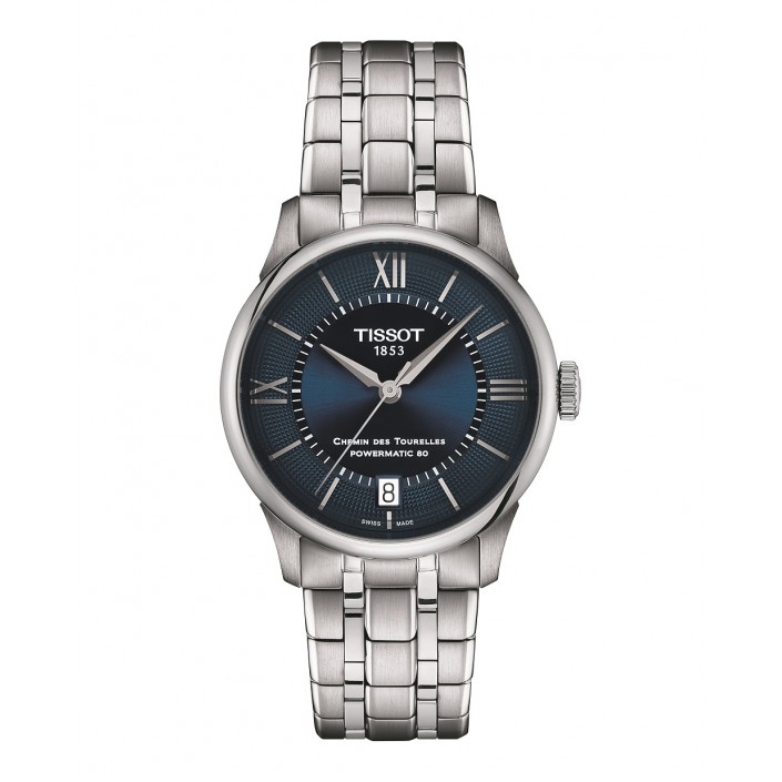 Steel watch with blue dial 34mm Chemin des Tourelles Tissot
