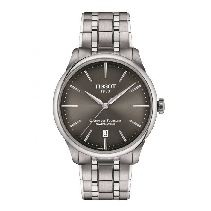 Steel watch with gray dial 39mm Chemin des Tourelles Tissot