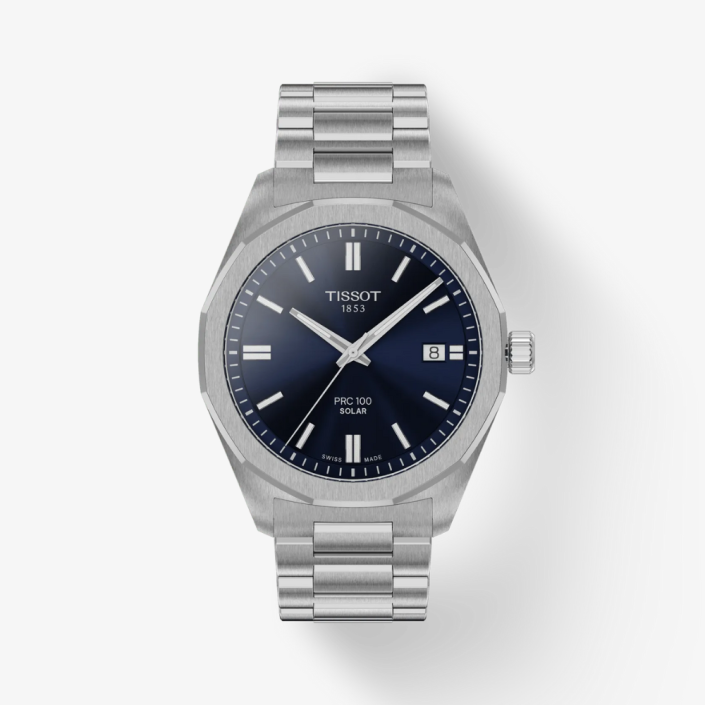 Reloj PRC 100 Solar Quartz 39 mm con esfera azul Tissot