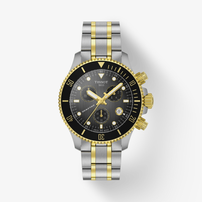 Reloj Seastar 1000 Quartz Chronograph PVD oro amarillo 38mm Tissot