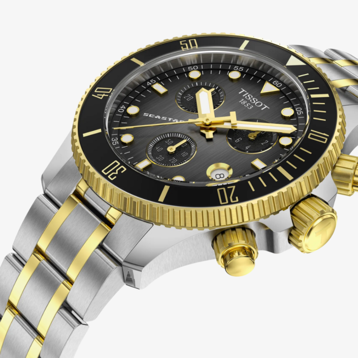 Reloj Seastar 1000 Quartz Chronograph PVD oro amarillo 38mm Tissot