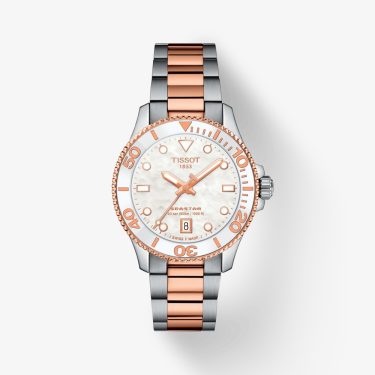 Seastar 1000 Quartz watch PVD rose gold and white mother-of-pearl dial 36mm Tissot 