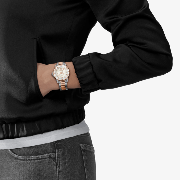 Seastar 1000 Quartz watch PVD rose gold and white mother-of-pearl dial 36mm Tissot