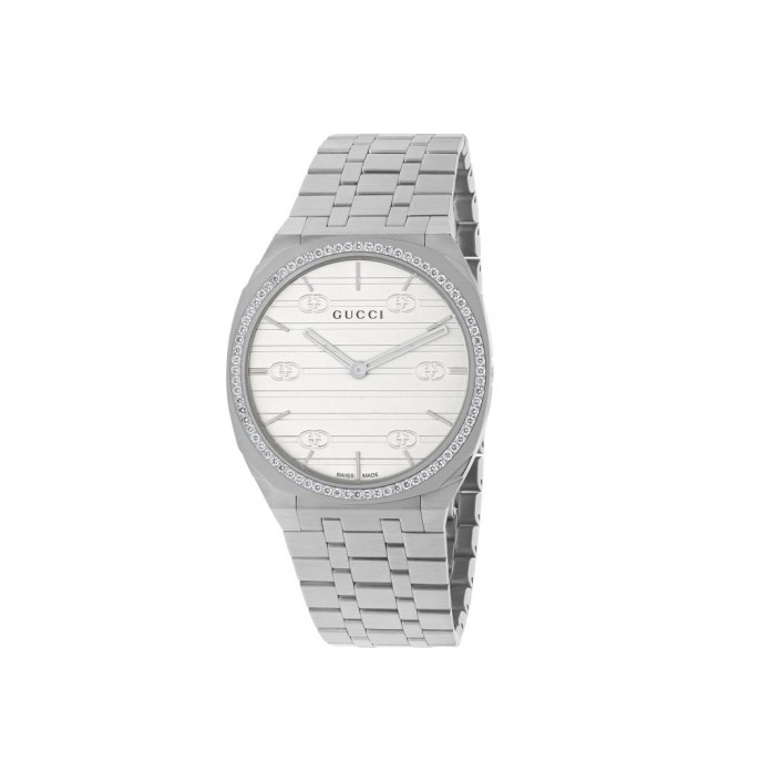 RELOJ ACERO \u0026 DIAMANTES 34 MM 25H GUCCI YA673109