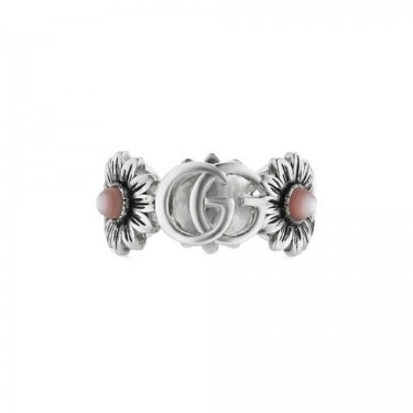 DOUBLE G FLOWER SILVER & PINK/MP RING GUCCI