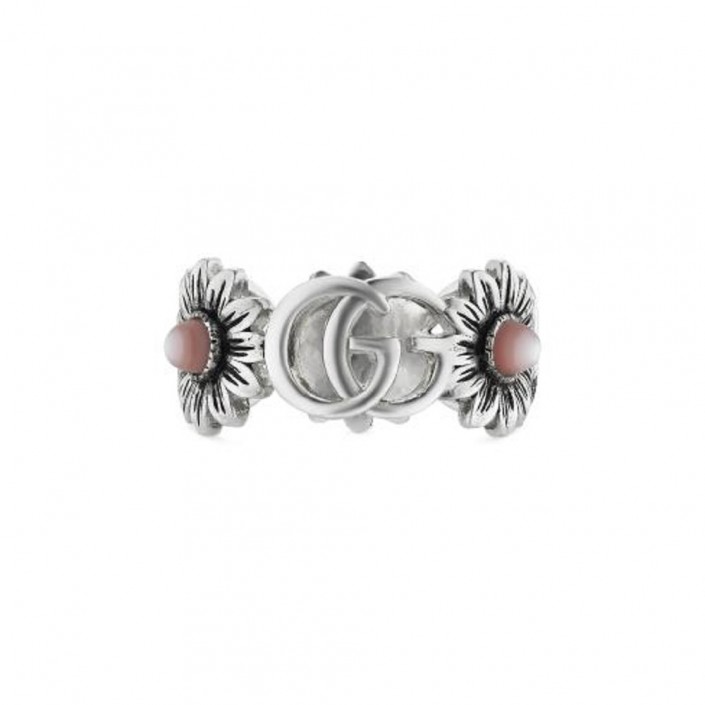 DOUBLE G FLOWER SILVER & PINK/MP RING GUCCI