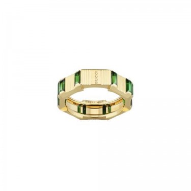 Yellow gold and green tourmaline ring Link to Love Gucci