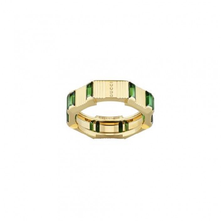 Yellow gold and green tourmaline ring