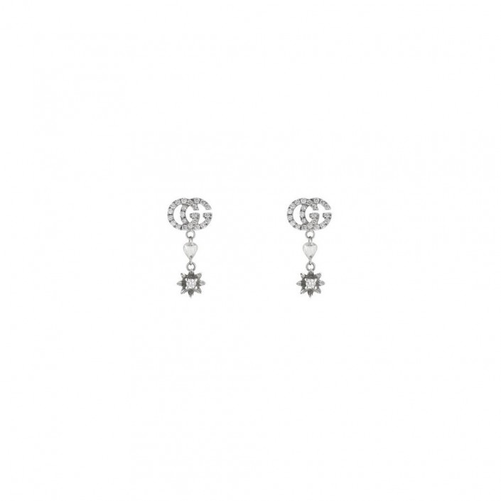 18 kt white gold and diamond earrings Flora GG Gucci