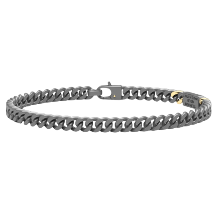 Men's Zancan Titanium Bracelet with 18k Yellow Gold Details