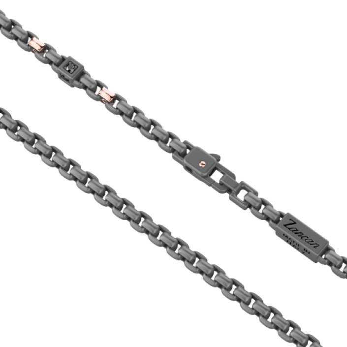 Collier Zancan en or rose 18 carats avec titane et diamants noirs