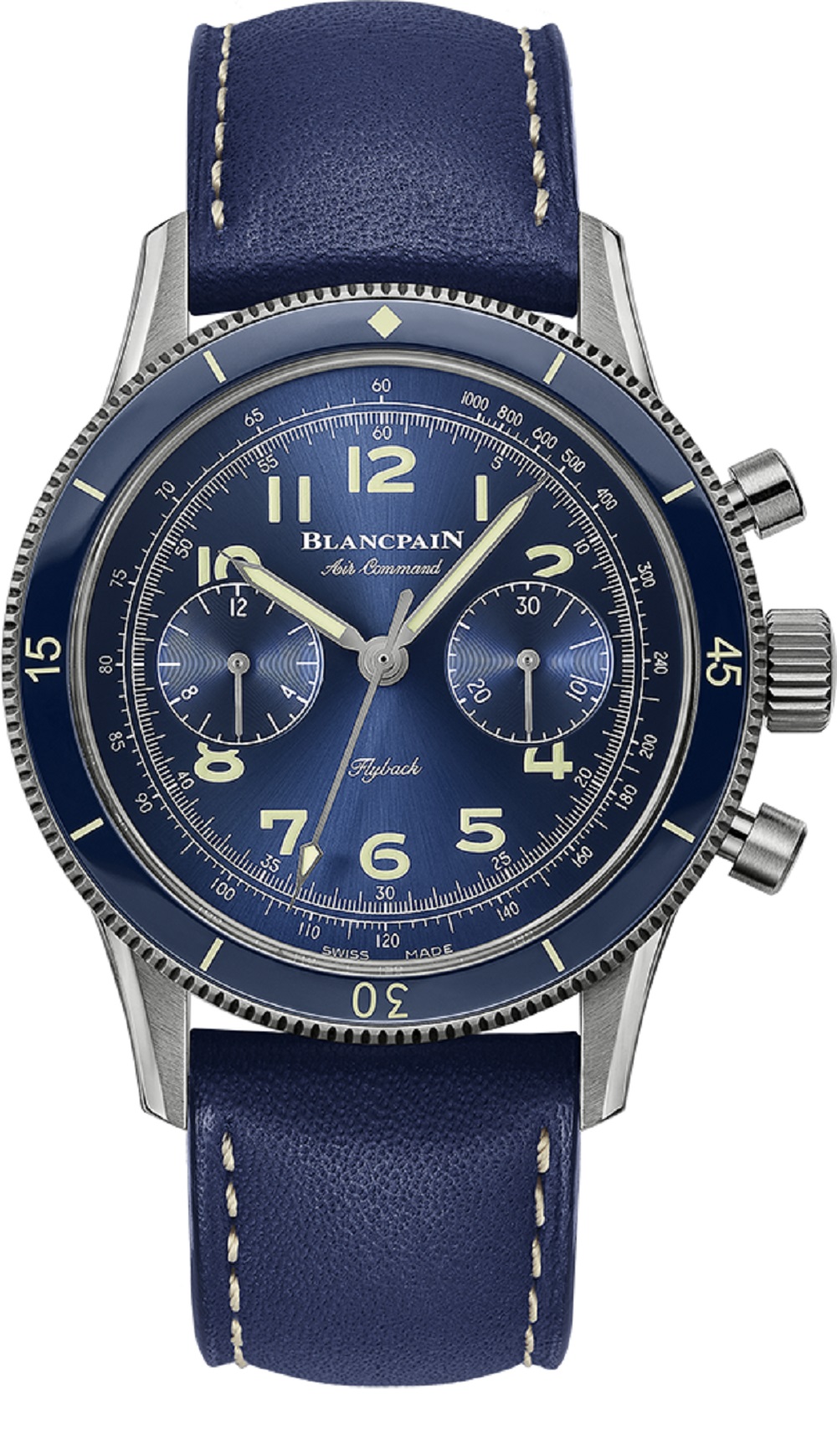 Titanium Leather Watch Chronograph Flyback Air Command Blancpain