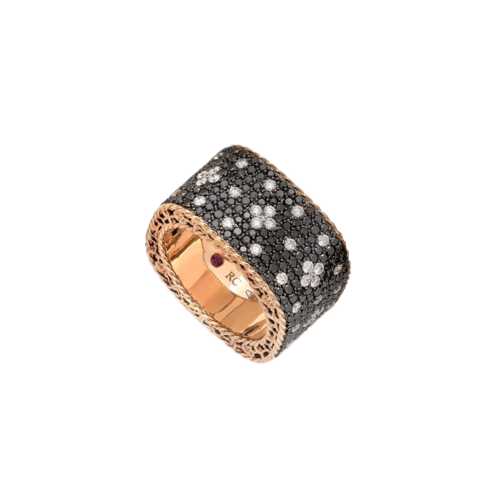 Roberto Coin Venetian Princess — Anell amb diamants blancs i negres