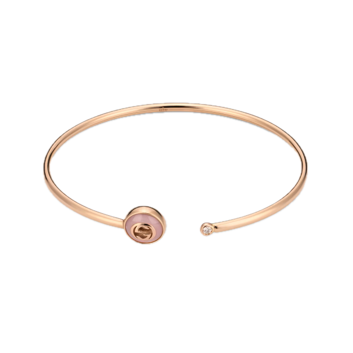 Braçalet Interlocking or rosa 18 k amb òpal rosa i diamant