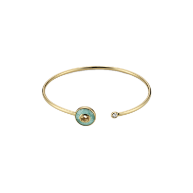 Gucci Interlocking 18 kt — Brazalete de oro amarillo con amazonita y diamante