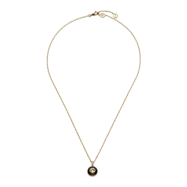 Collaret Gucci Interlocking or rosa 18 k amb àgata verda i diamant